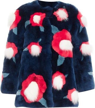 Yves Salomon Kids Rabbit Mink Patchwork Coat