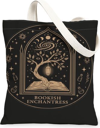 Generic Tree Canvas Tote Bags, Nature Design Reusable Grocery Bags, Autumn Lightweight Washable Shoulder Strap Canvas for Outdoor T, Black, 13x15 Inch