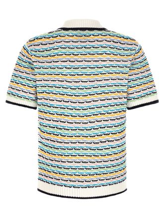 Casablanca Tuck Stitch Wave Knit Polo Shirt - Multicolor