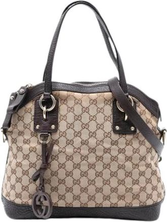 Gucci Pre-owned Handbags, female, Brown, Size: ONE SIZE Pre-owned Canvas Satchel