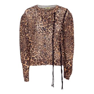 PHO Firenze C&aacute;rdigan de mezcla de lana con estampado animal - Knitwear - Mujer - Marr&oacute;n - L
