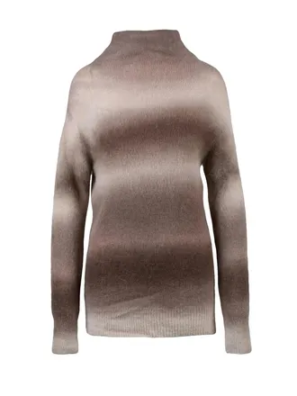 Alysi Long Gradient Knit Sweater with High Neckline and Horizontal Stripes