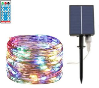 OEM Guirlande Lumineuse Solaire - 10 M - 100 Led - Exterior Jardin Terraza - Espaciado 10 Cm - Cable Conexion 2 M - 1 Unidad