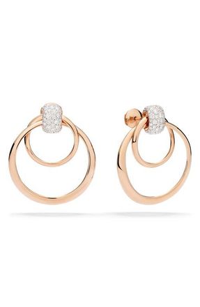 POMELLATO Together 18K Gold Diamond Pav&eacute; Earrings in Rose Gold/Diamond at Nordstrom