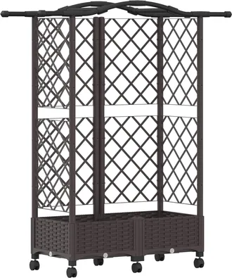 vidaXL Cama Elevada Con Trellis Y Techo Marr&oacute;n 124 X 40 X 129 Cm Pp Vidaxl