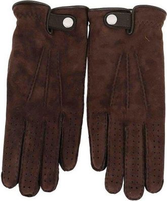 Brunello Cucinelli Coffee Suede Perforated Gloves, Size X-Large