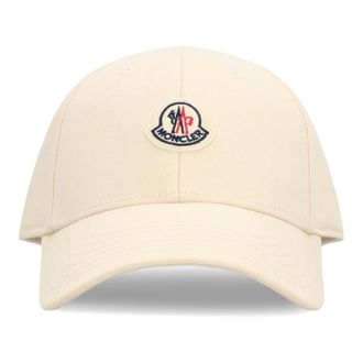 Moncler Caps, female, Beige, Size: ONE SIZE Cotton Gabardine Baseball Cap