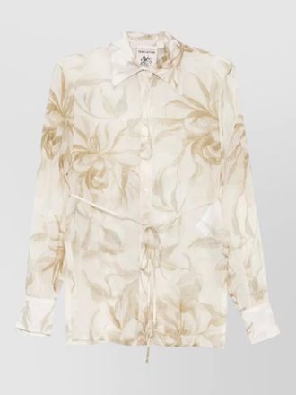 Semicouture juana floral shirt collared neck drawstring waist