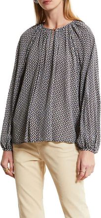 ottod'Ame Abstract Print Satin Shirt in Blue at Nordstrom, Size 44 It