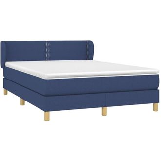 vidaXL Cama Box Spring Con Colch&oacute;n Tela Azul 140x190 Cm Vidaxl