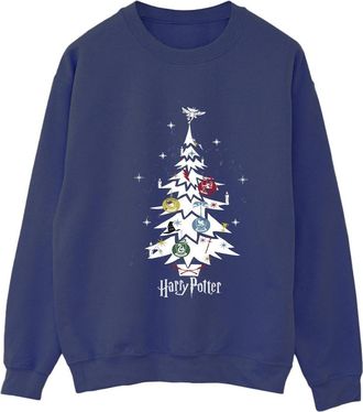 Harry Potter Dames/Dames Kerstboom Sweatshirt (Marineblauw)