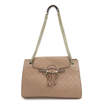Gucci Emily Chain Flap Guccissima Leather Pink Leather Handbag (Pre-Owned)