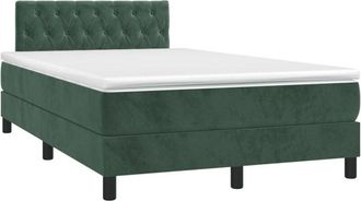 vidaXL Vidaxl - Cama Box Spring Colch&oacute;n Y Led Terciopelo Verde Oscuro 120x190cm