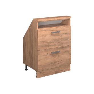 Vicco Armario De Cocina Para Techo Inclinado R-line, Roble Dorado, 60 Cm Con 2 Cajones, Vicco