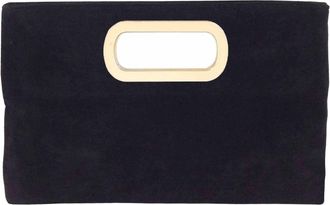 JNB Womens Celeste Top Handle Faux Suede Clutch In Black