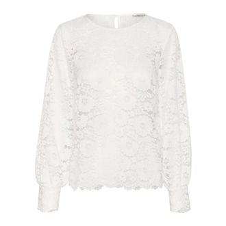 Cream Lace Blouse with Puff Sleeves - female - Cream - Blouses - White - S - Blouses & Shirts