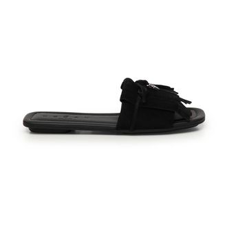 Hogan Sliders, female, Black, 4 UK, Black Fringe Sandals