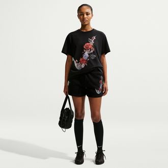 Nike Womens Nike Sportswear Phoenix Fleece Mid-Rise 4 Shorts in Black | IR4712-010