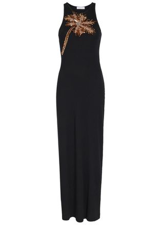 Paco Rabanne Embellished Ribbed Stretch-cotton Midi Dress - Black - 40 (UK12 / M)