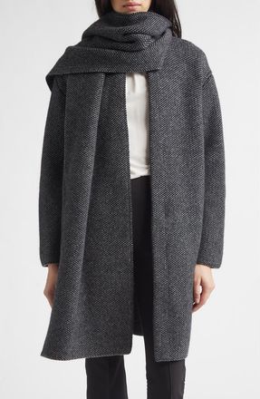 Vince Drape Sweater Coat in Black/dark Heather Grey at Nordstrom, Size Xx-Small