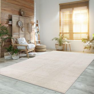 Paco Home Paco Home - Alfombra Para La Sala De Estar Unicolor Lavable Suave Pila Corta &Oslash; 160 Cm Redon, Crema 2 - Crema 2
