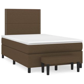 vidaXL Cama Box Spring Con Colch&oacute;n Tela Marr&oacute;n Oscuro 120x190 Cm Vidaxl