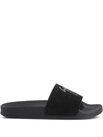 Giuseppe Zanotti crystal-embellished slides - men - Leather/Rubber/Leather - 39 - Black