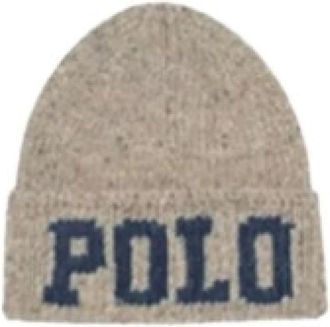 Polo Ralph Lauren Intarsia-Gebreide Muts van Merinowolmix - Heren - Hoeden - Beige - ONE Size - Wol - Accessoires