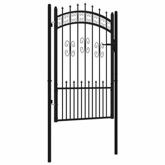 Berkfield Home Fence Gate with Spear Top Black 103x200 cm Powder-coated Steel