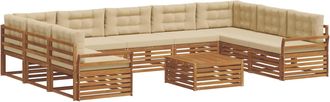 vidaXL Conjunto De Sof&aacute;s De Exterior 10 Uds. Natural Y Beige Vidaxl