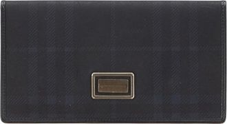 Burberry Black Navy Leather Long Bill Wallet (Bi-Fold) (Pre-Owned)