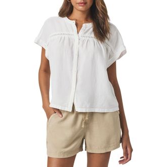 Splendid Catalina Short Sleeve Linen Blend Button-Up Shirt in White at Nordstrom Rack, Size X-Large