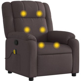 vidaXL Sill&oacute;n De Masaje Reclinable De Tela Marr&oacute;n Oscuro Vidaxl