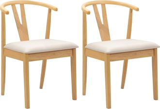 vidaXL Silla De Comedor 2 Uds. Madera De Caucho S&oacute;lido Natural Y Claro Vidaxl