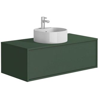 Vente-Unique Mobile per bagno sospeso con lavabo singolo tondo 94 cm Verde opaco - teana ii
