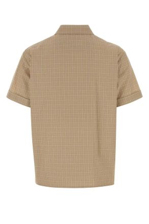 Miu Miu Womens Embroidered Poplin Shirt Albino Exterior: Cotton Camicie