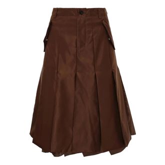 sacai Midi Skirts, female, Brown, Size: XS Nylon Twill Midi Skirt