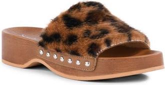 Seychelles Windswell Faux Fur Slide Sandal in Leopard at Nordstrom, Size 11