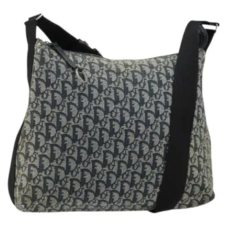 Dior Pre-owned Cross Body Bags, female, Blue, Size: ONE SIZE Pre-owned Trotter Canvas Shoulder Bag