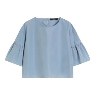 Max Mara Blouses, female, Blue, Size: XL Wkdbreak Ruffled Blouse