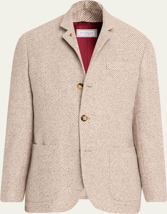 Brunello Cucinelli Mens Cashmere and Silk Diagonal Stripe Sport Coat