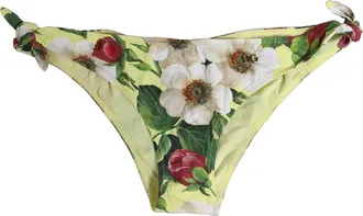 Dolce & Gabbana Floral Print Nylon Bikini Bottom - Yellow