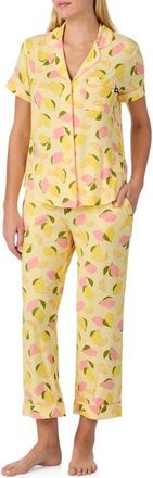 Kate Spade New York short sleeve crop pajamas in Yellow Print at Nordstrom, Size X-Large