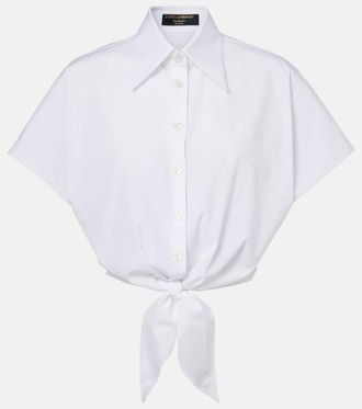 Dolce & Gabbana Camisa cropped en mezcla de algod&oacute;n