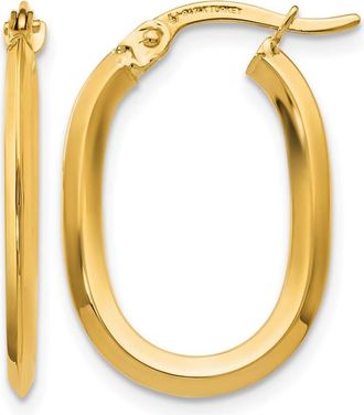 Diamond2Deal 14K Yellow Gold Oval Hinged Hoop Earrings