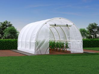 Vente-Unique Serra a tunnel con struttura 12 m&sup2; L300 x l400 x H200 cm Acciaio Bianco - IPOMEA