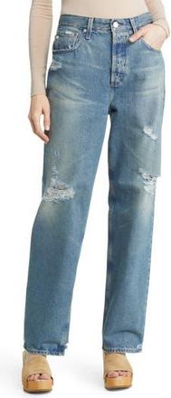 AG - Adriano Goldschmied Clove High Waist Straight Leg Jeans in 19 Years Reunion Destructed at Nordstrom Rack, Size 23