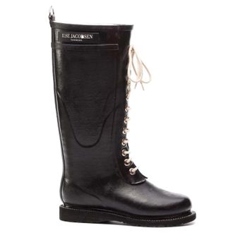 Ilse Jacobsen Rub1 Rubber Womens Calf Length Boots - Black - Size:UK 6.5