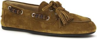 Miu Miu Womens Beige Calf Leather Bos Taurus Slip-On Loafers