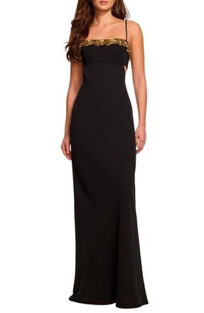 Ramy Brook Helen Bead Detail Body-Con Gown in Black at Nordstrom, Size 14